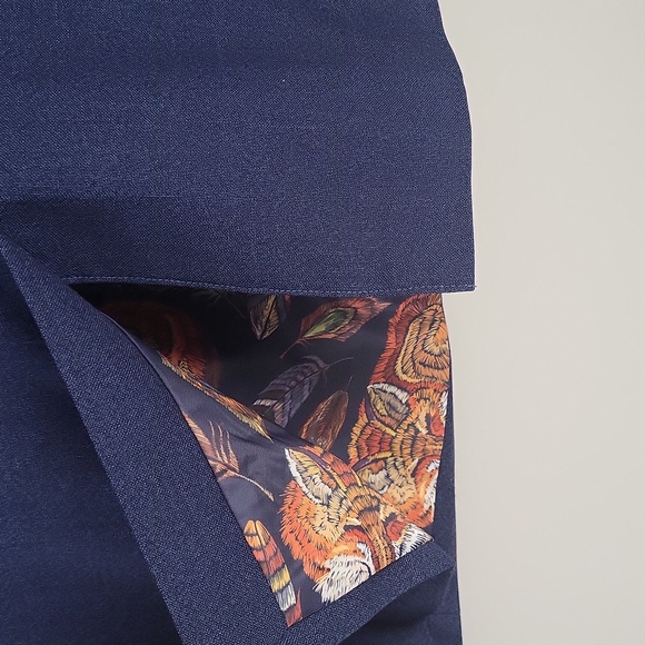 Harry Brown London Navy Slim Fit Blazer 46S - Fox Print Lining - Picture 10 of 13